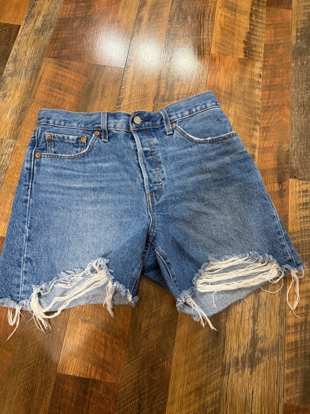Levi's Distressed Blue Denim Jean Shorts